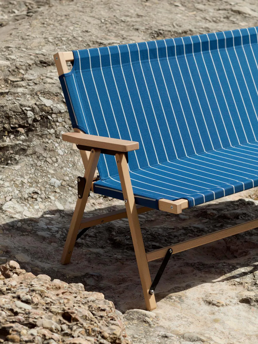 Outdoor Market foldable sofa, Blue-beige, 2-seater HAY