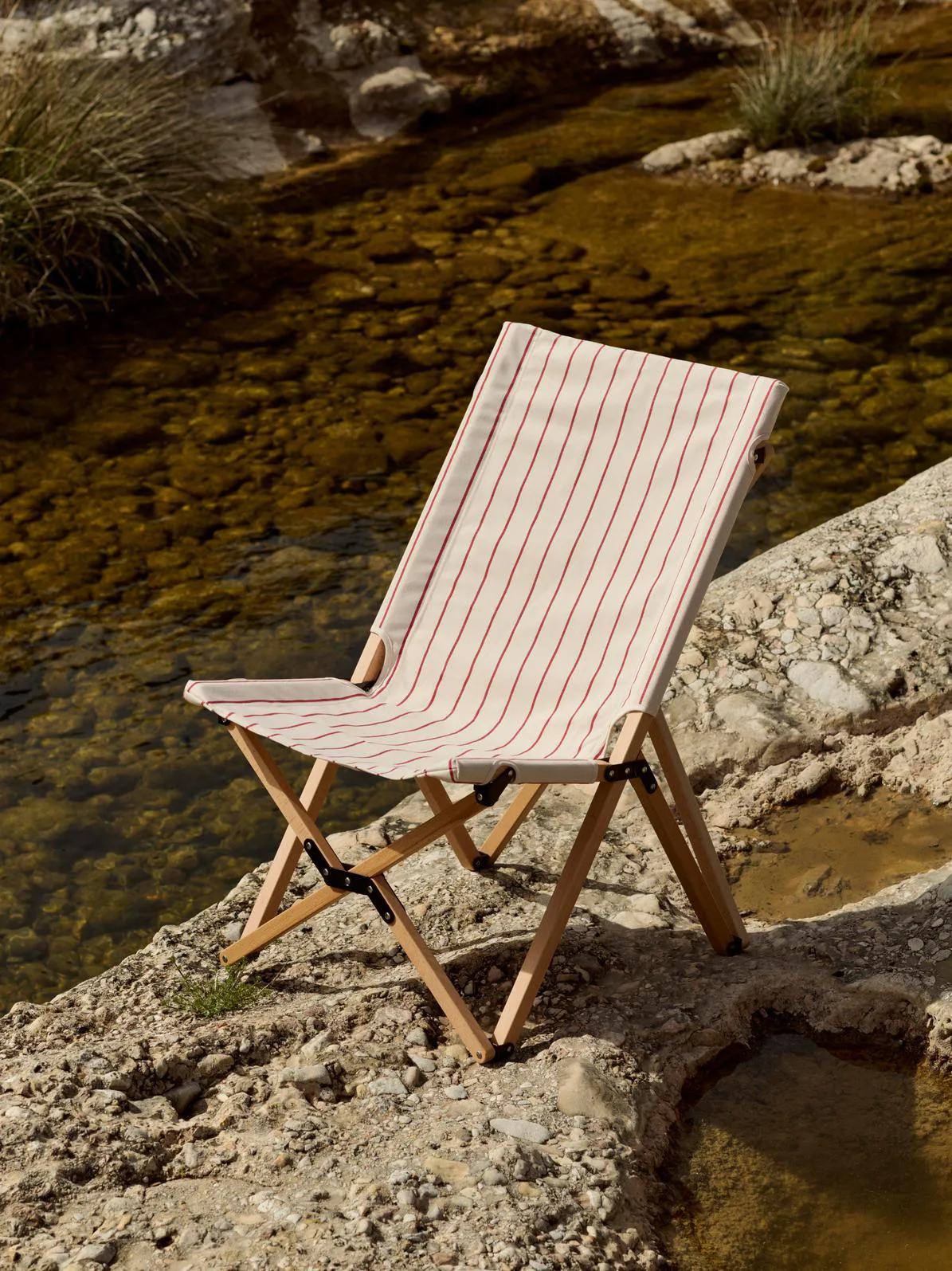 Outdoor Market folding chair, Beige-red HAY