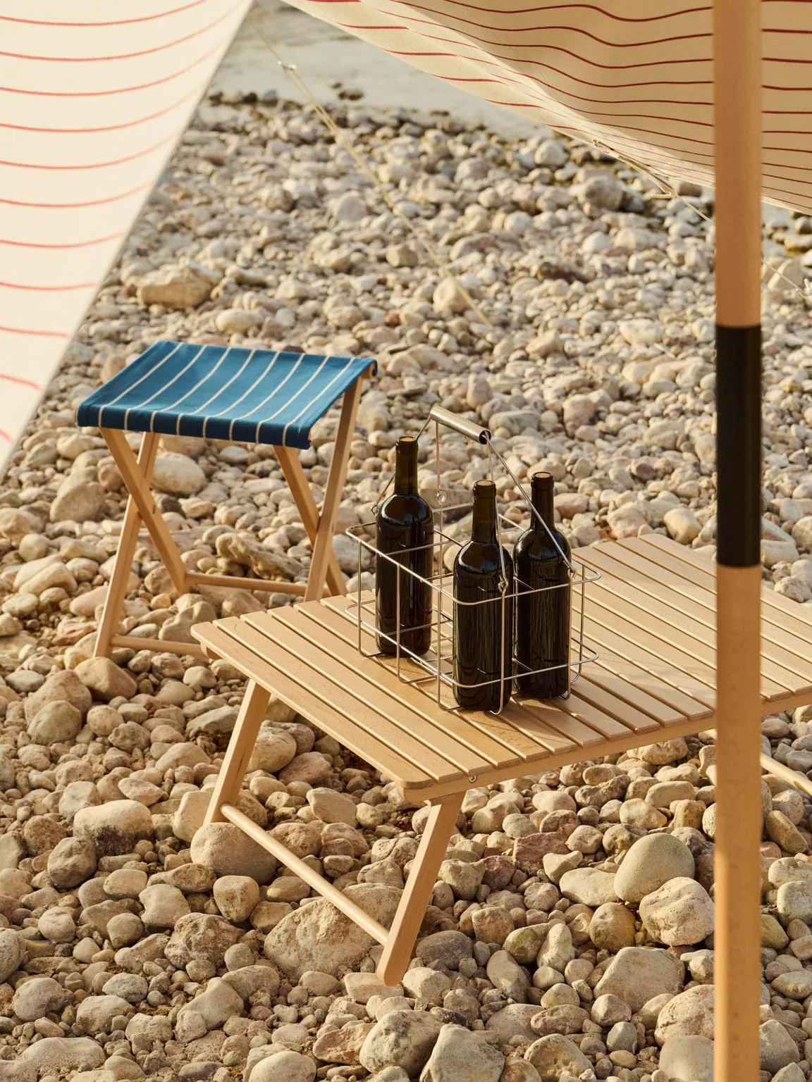 Outdoor Market folding stool, Blue-beige HAY