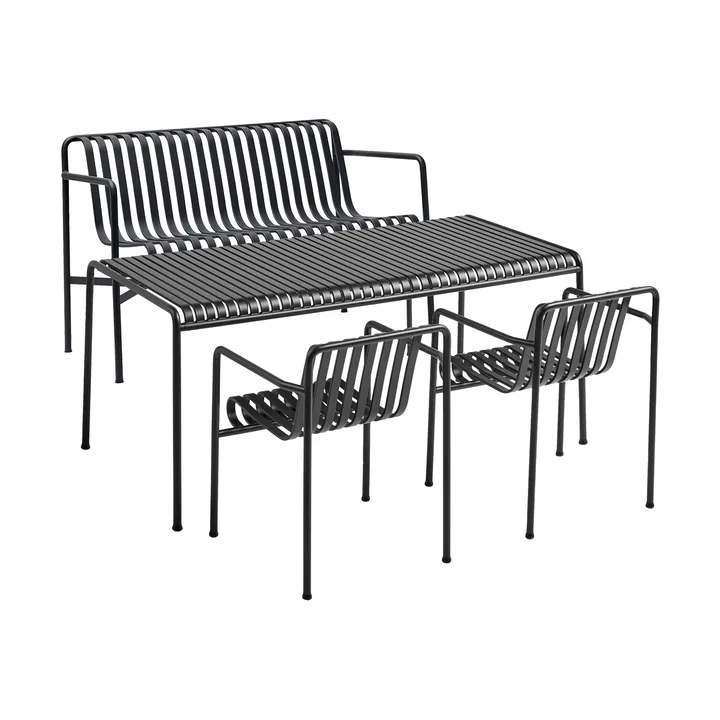 Palissade dining set 2 dining armchairs + bench 170x90 cm anthracite - HAY