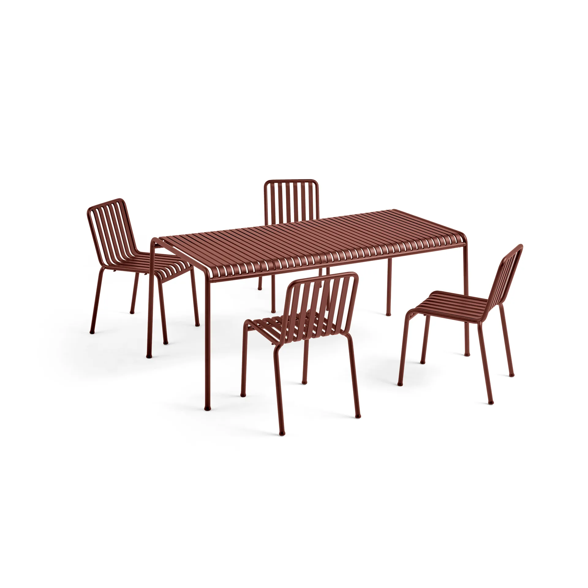 Palissade dining set 4 chairs 170x90 cm - Iron red HAY