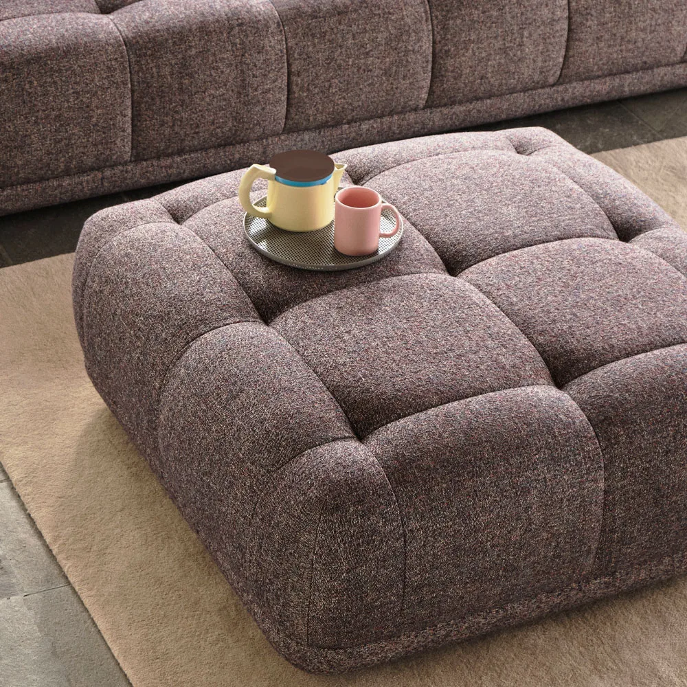 Quilton ottoman, Leather Sense black HAY