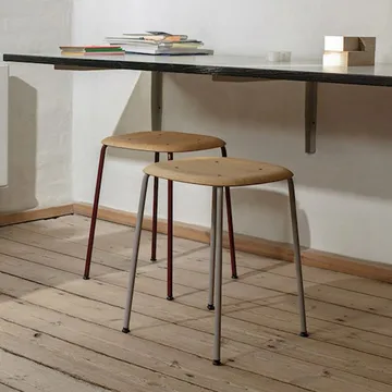 Soft Edge 70 stool - Dusty green-black steel frame - HAY