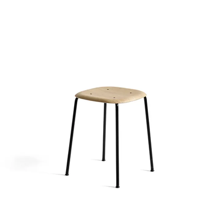 Soft Edge 70 stool - Oak-black steel frame - HAY