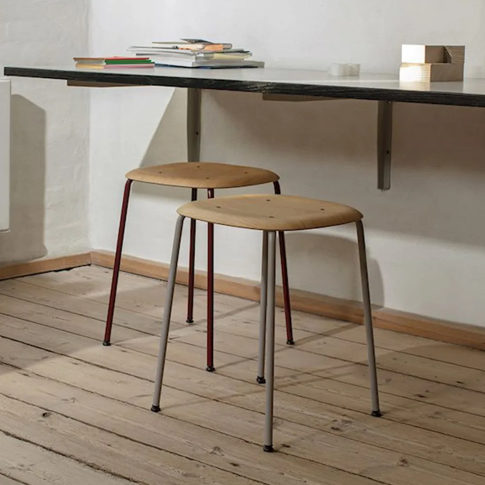 Soft Edge 70 stool, Smoked oak-chrome frame HAY