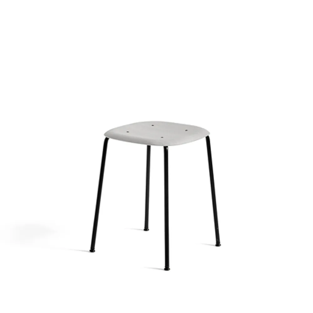 Soft Edge 70 stool, Soft grey, black steel frame HAY