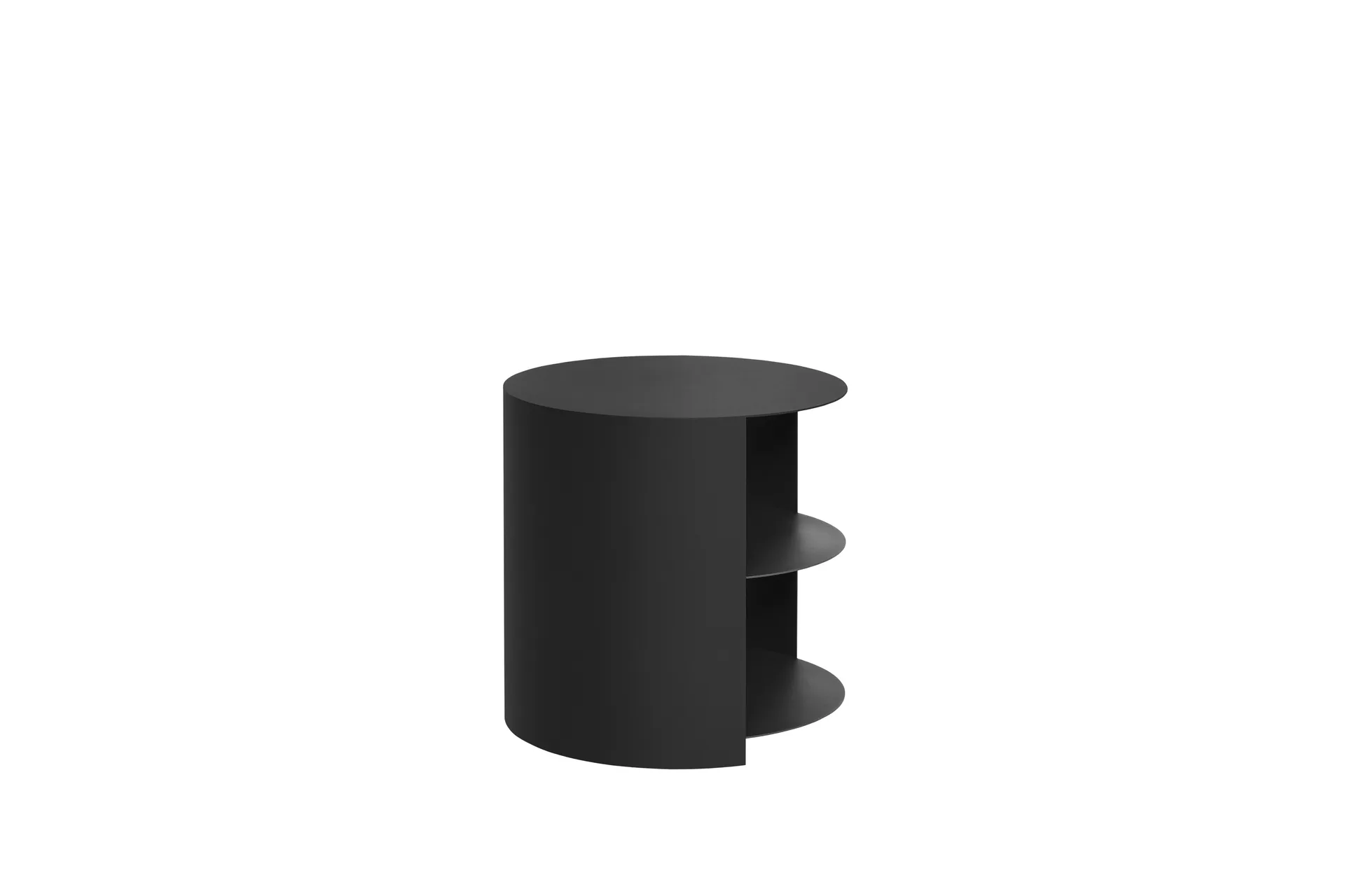 Hide side table Ø38x41 cm, Jet black textured Hem