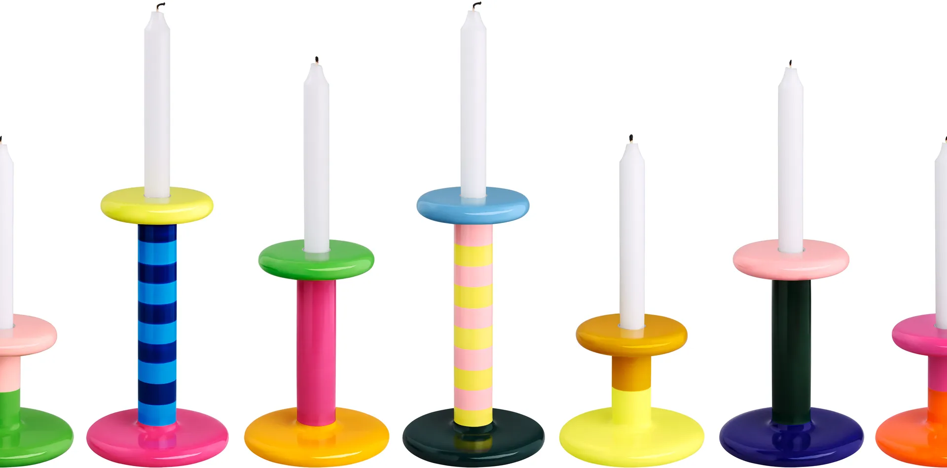 Pesa candlestick High 23 cm, Pink-sulfur yellow stripe Hem