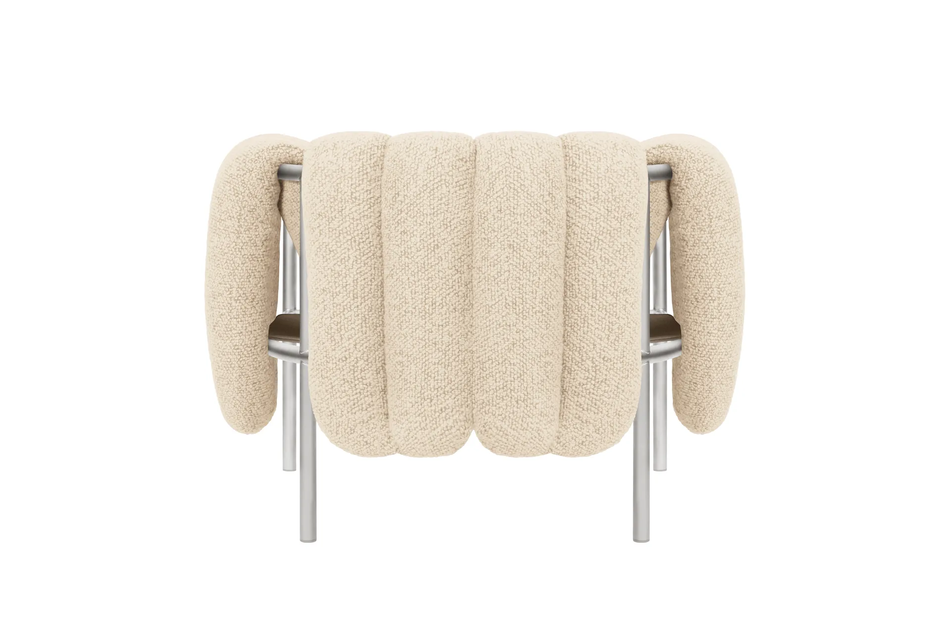 Puffy lounge chair, Eggshell-stainless steel Hem