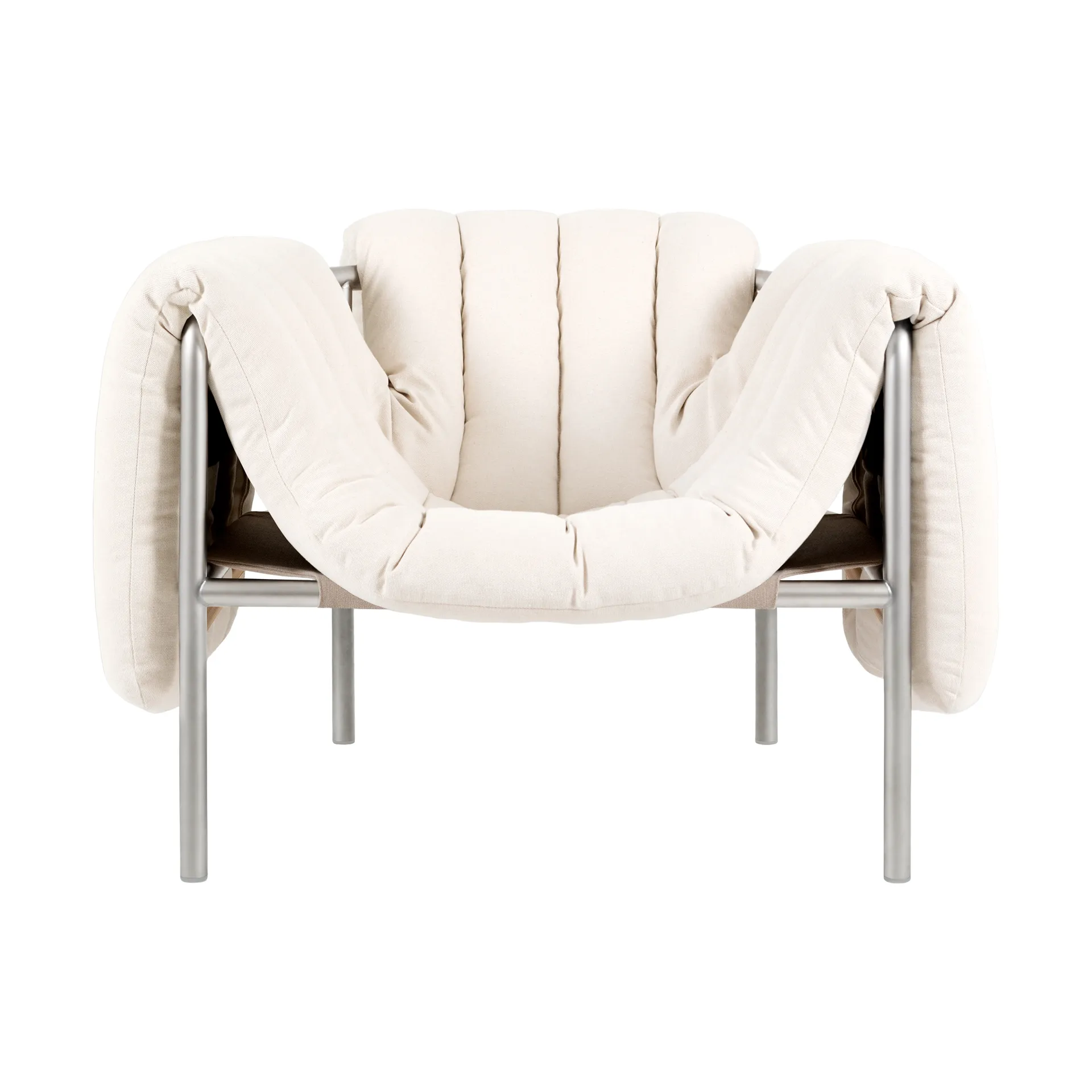 Puffy lounge chair, Natural-stainless steel Hem