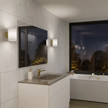 Evoke wall lamp large - Satin brass-opal glass - Herstal