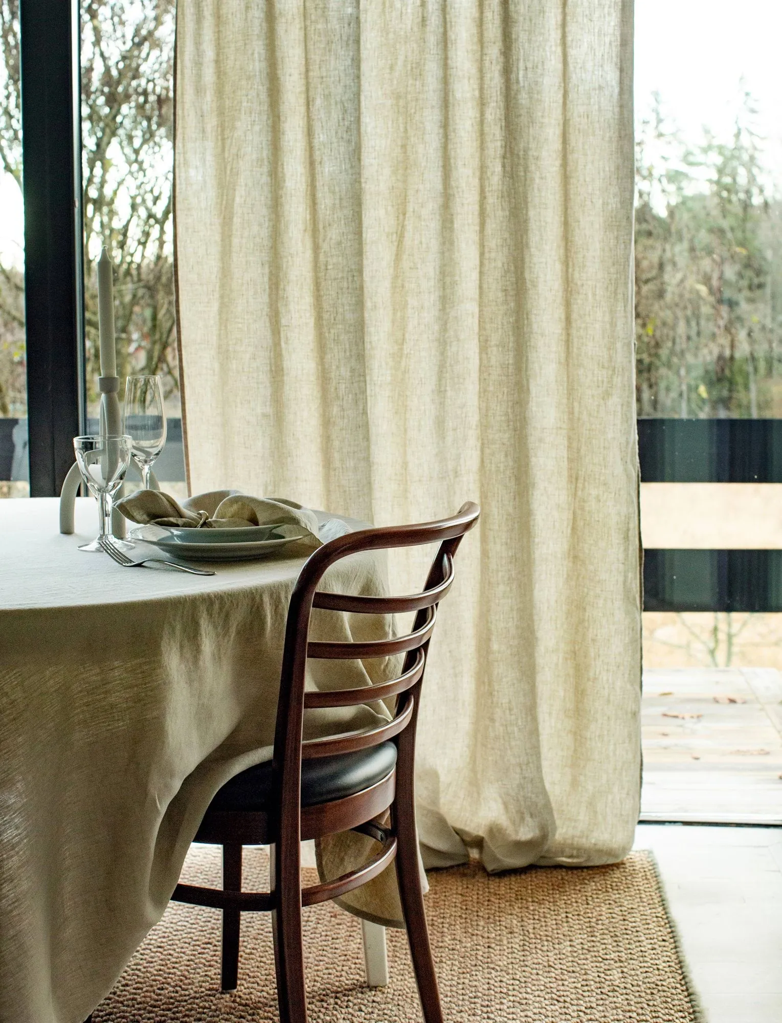 Sunrise curtain with pleat band 140x250 cm, Organic (green) Himla