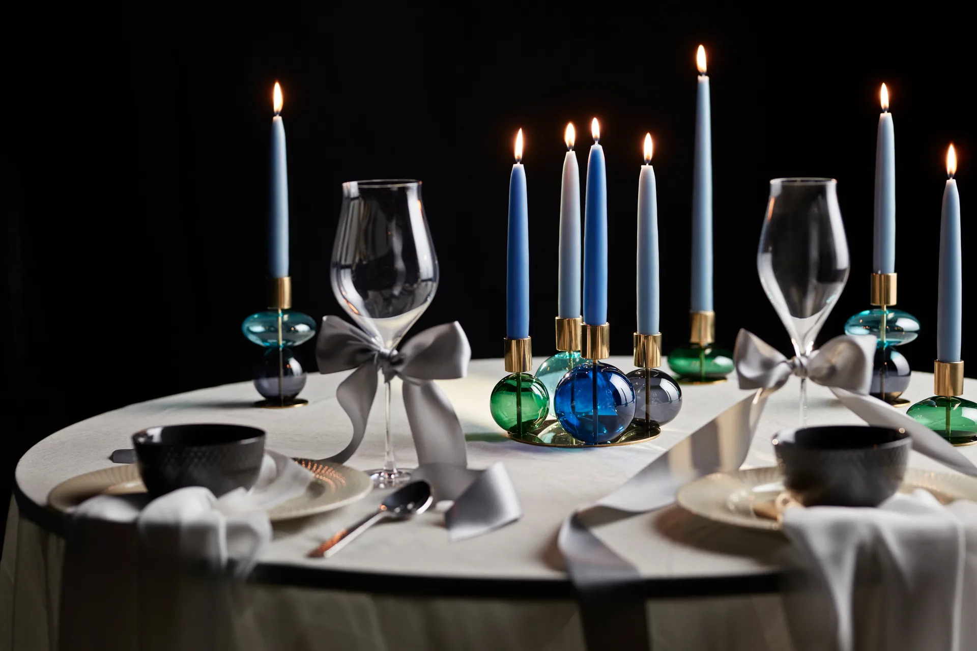 Bubble candle holder 8 cm, Green Holmegaard