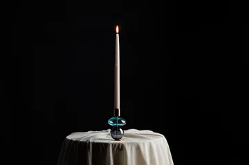 Bubble candleholder 14 cm - Blue-smoke - Holmegaard