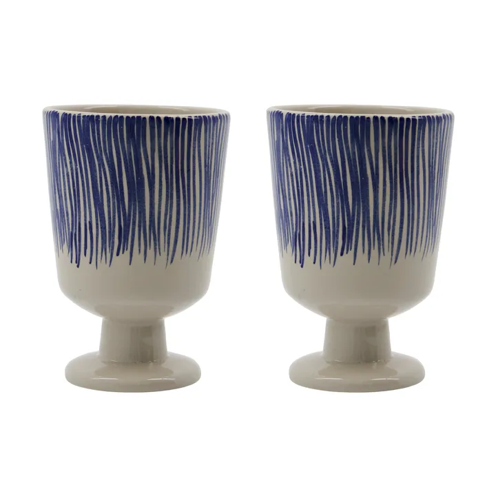 Diva mug on foot 25 cl 2-pack - Off white-Blue - House Doctor
