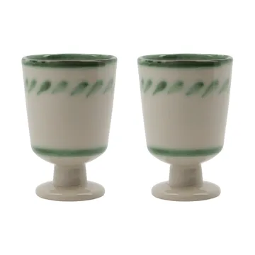 Diva mug on foot 25 cl 2-pack - Off white-Green - House Doctor