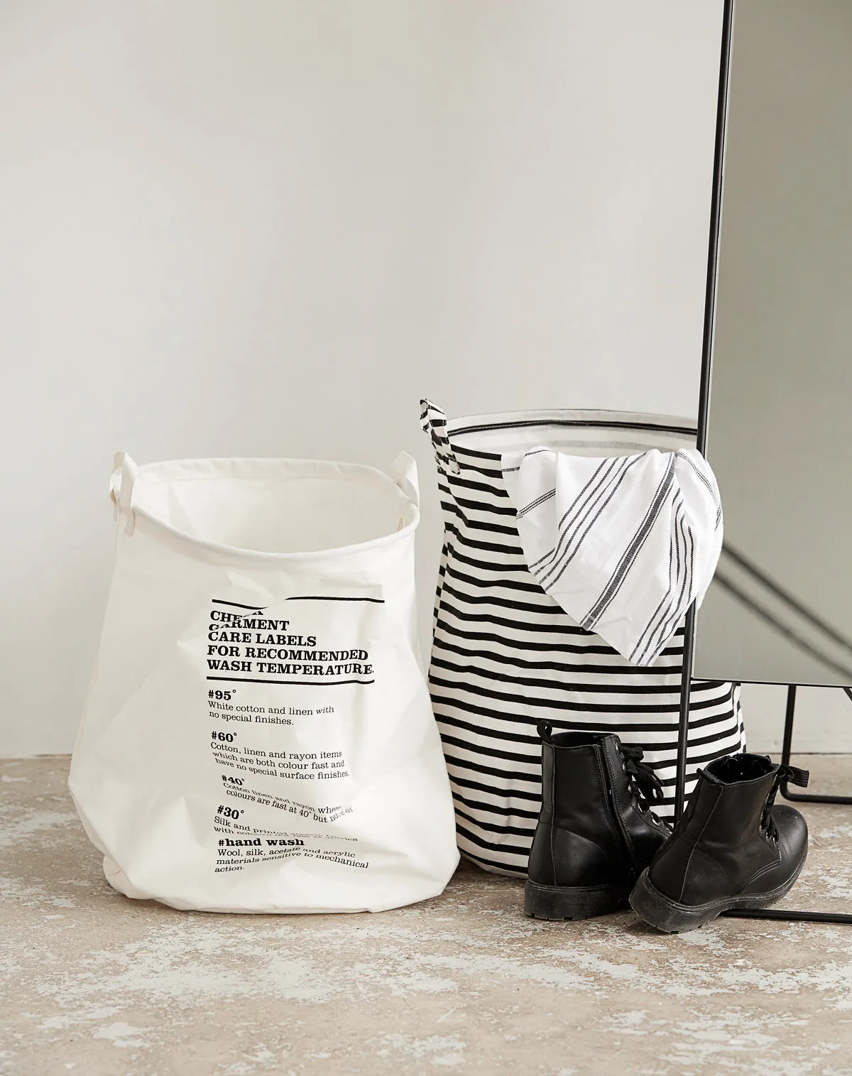 House Doctor laundry bag stripes, black-white House Doctor