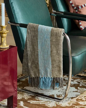 Ponra throw 130x180 cm - Brown-Light blue - House Doctor