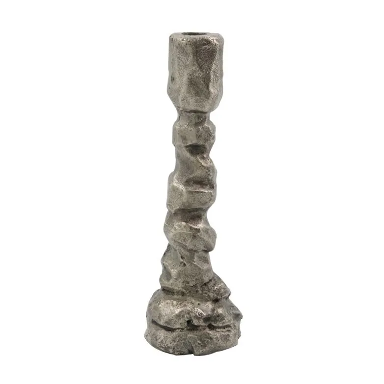 Raku candlestick antique silver, 25 cm House Doctor