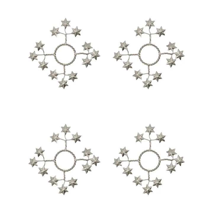 Star candle ring 4-pack - Silver - House Doctor