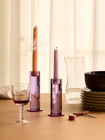 Cut candle holder 2 pieces - Purple - Hübsch