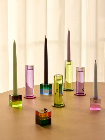 Cut candle holder 2 pieces - Purple - Hübsch