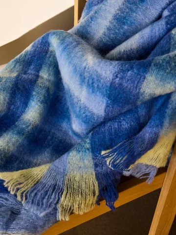 Loom throw blanket - Blue, 140x200 cm - Hübsch