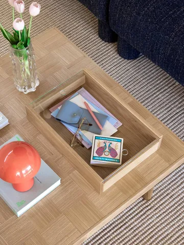 Senri storage box - Oak glass, 42x30x9 cm - Hübsch