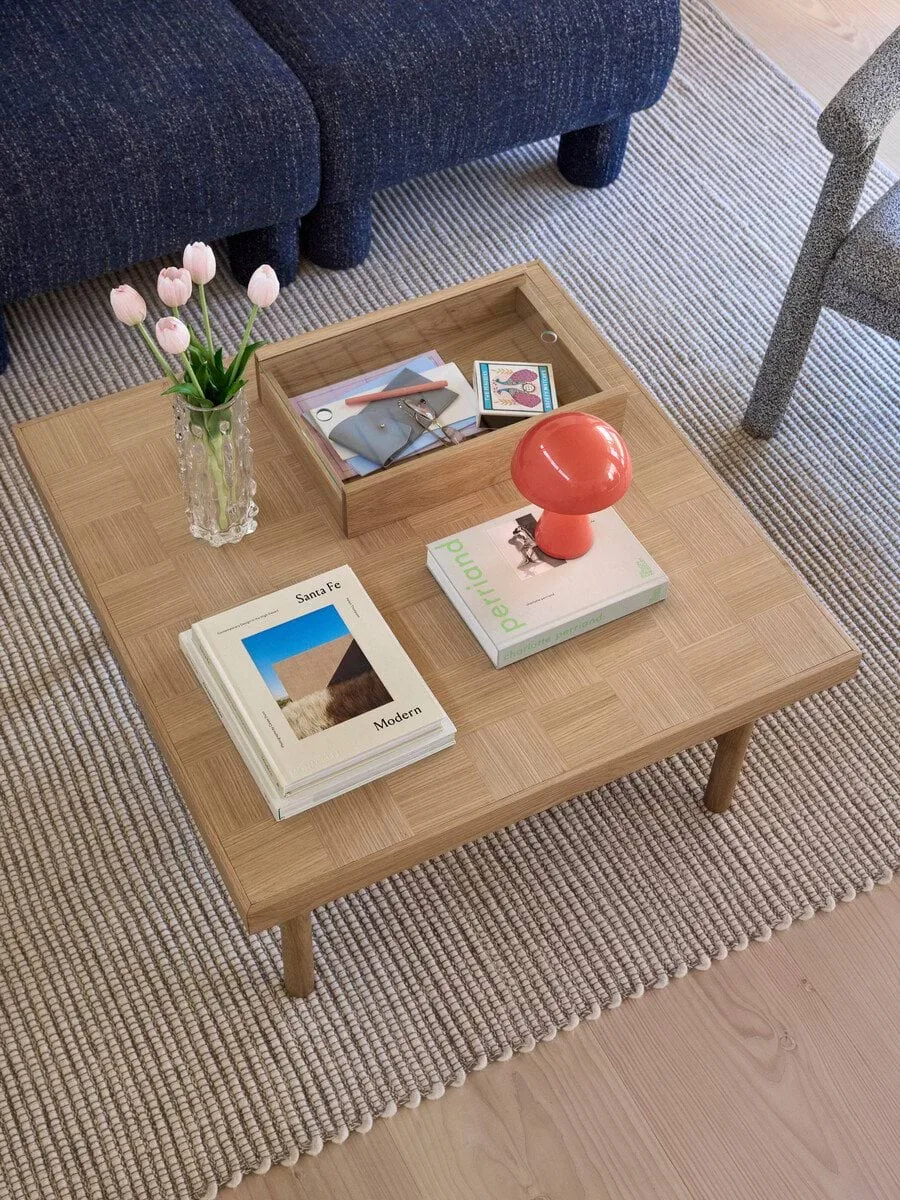 Senri storage box, Oak glass, 42x30x9 cm Hübsch