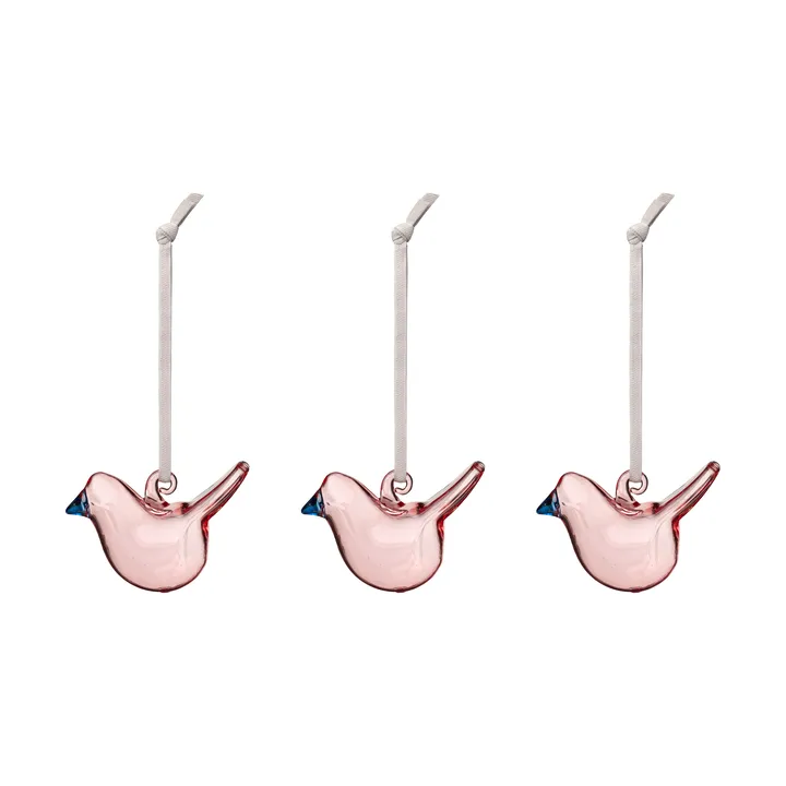 Iittala glass bird - Pink, mini, 3-pack - Iittala
