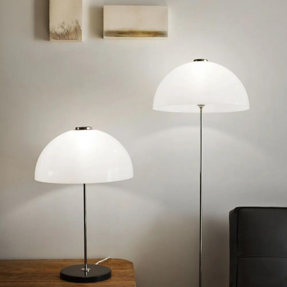 Kupoli floor lamp, Grey, metal details, white shade Innolux