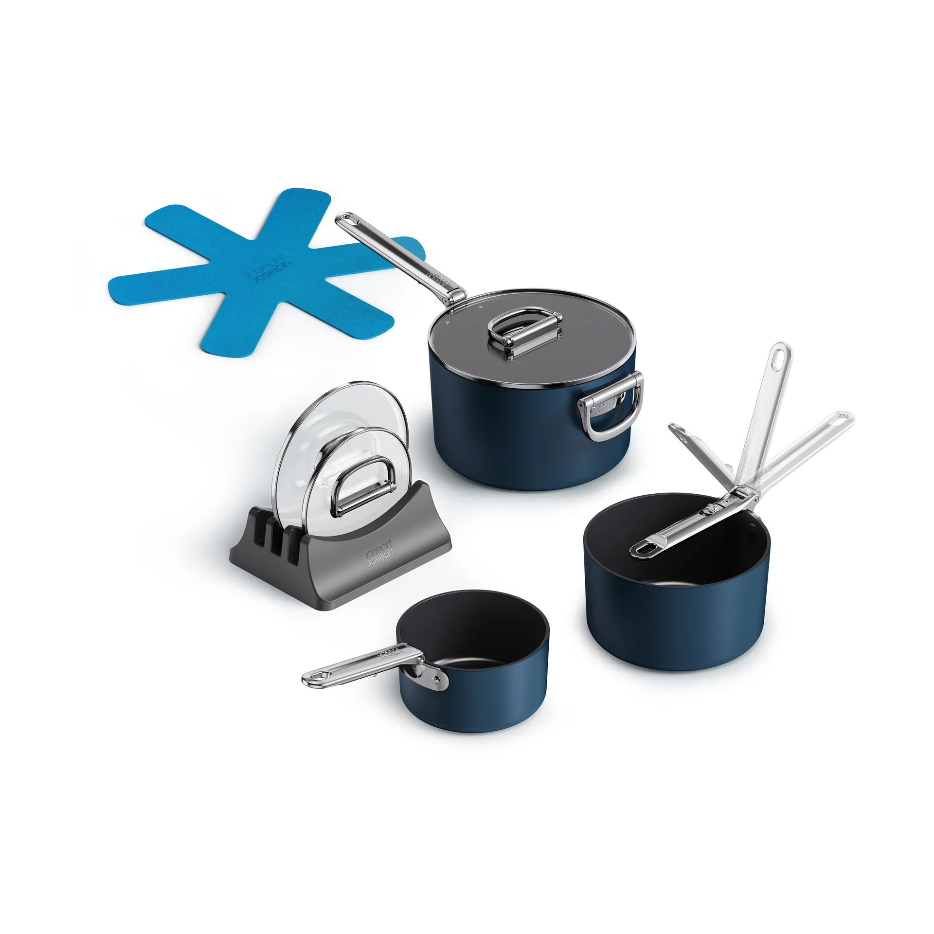 Space non-stick saucepan 8 pieces, Blue Joseph Joseph