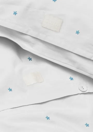 Daisy bed set 220x220 cm - White-light blue - Juna