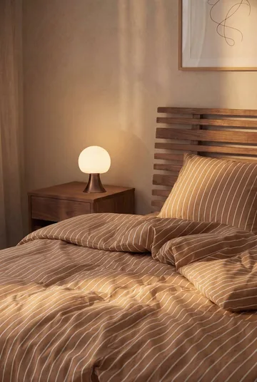 Soft duvet cover set, 220x220/2x50x60 cm - Caramel-offwhite - Juna