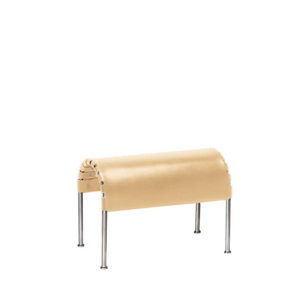 Bruno footstool, Full-grain leather natural-chrome frame Källemo