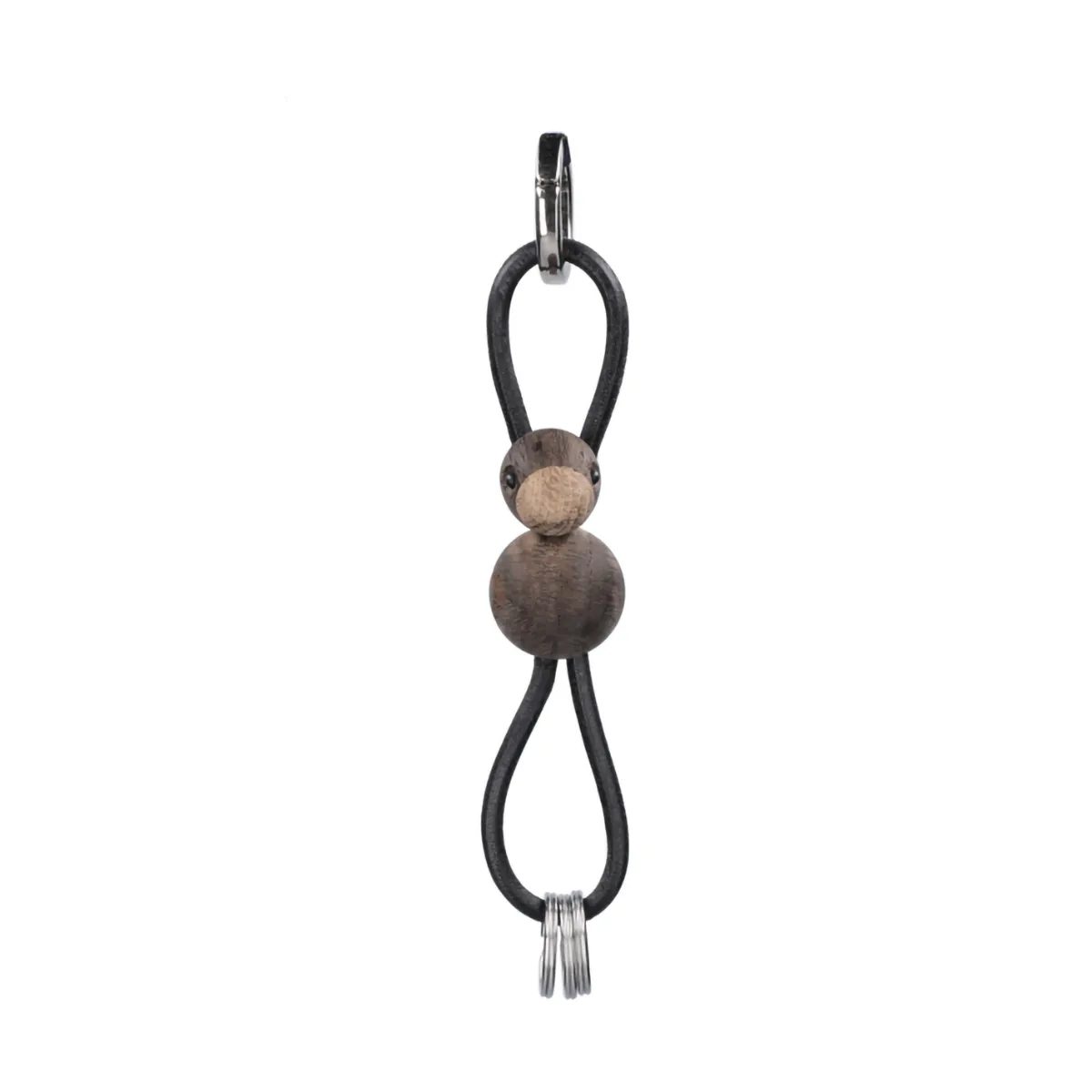 Kaj Bojesen bird keyring, Smoked oak, black leather Kay Bojesen Denmark