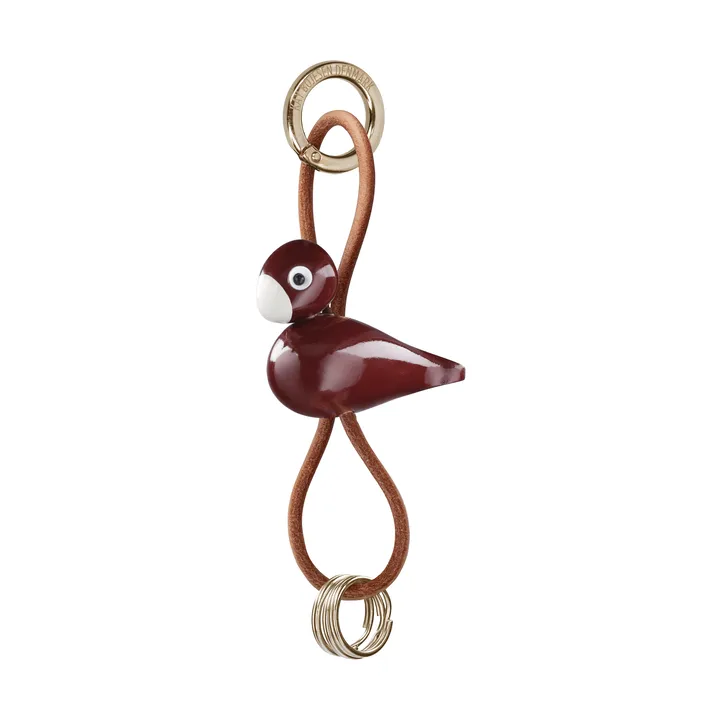 Kay Bojesen bird keyring - Bordeaux, natural leather - Kay Bojesen Denmark