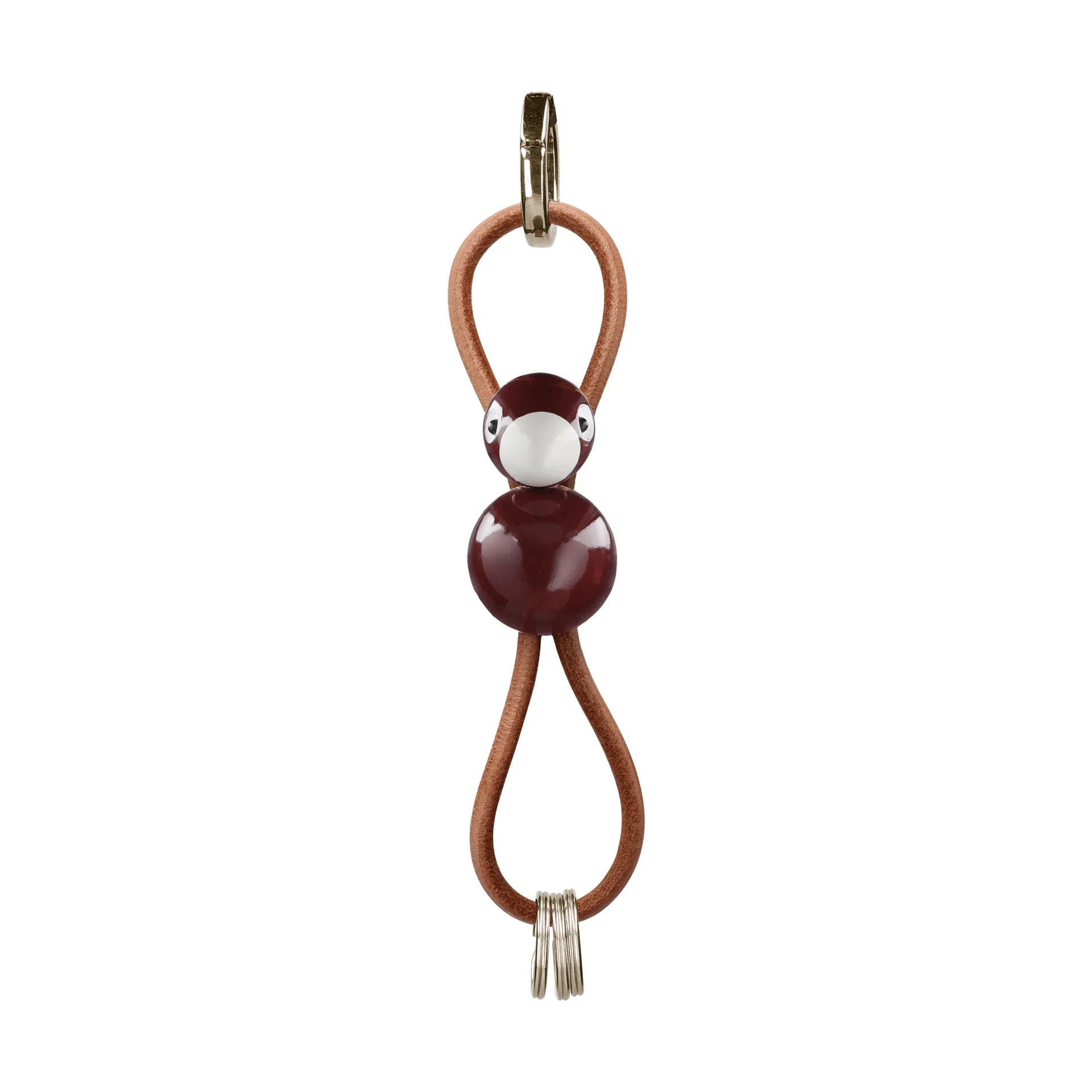 Kay Bojesen bird keyring, Bordeaux, natural leather Kay Bojesen Denmark