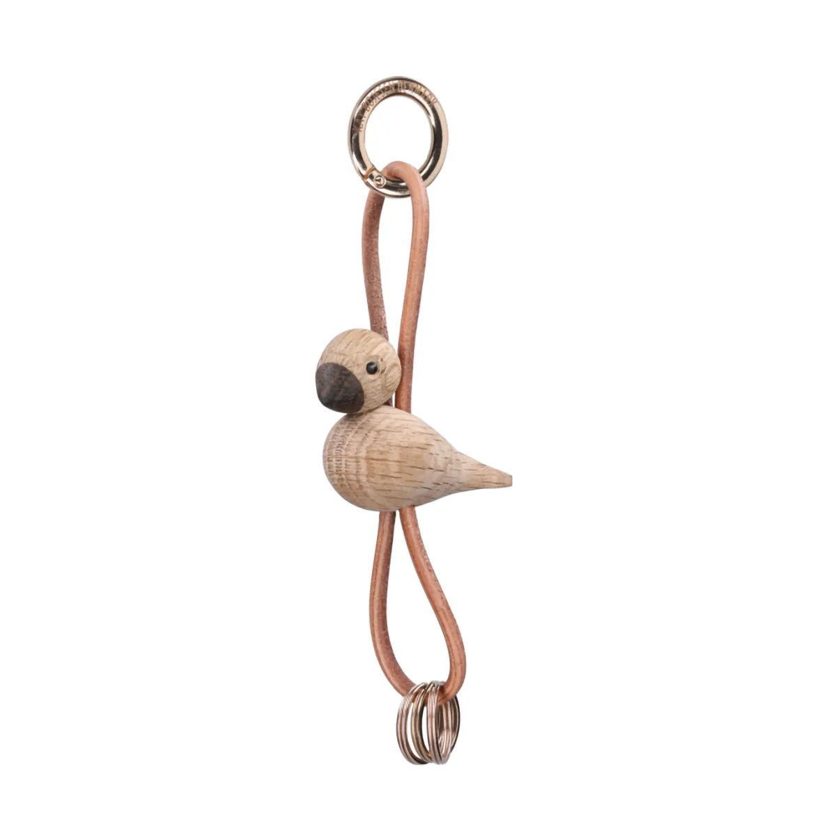 Kay Bojesen bird keyring, Oak, natural leather Kay Bojesen Denmark