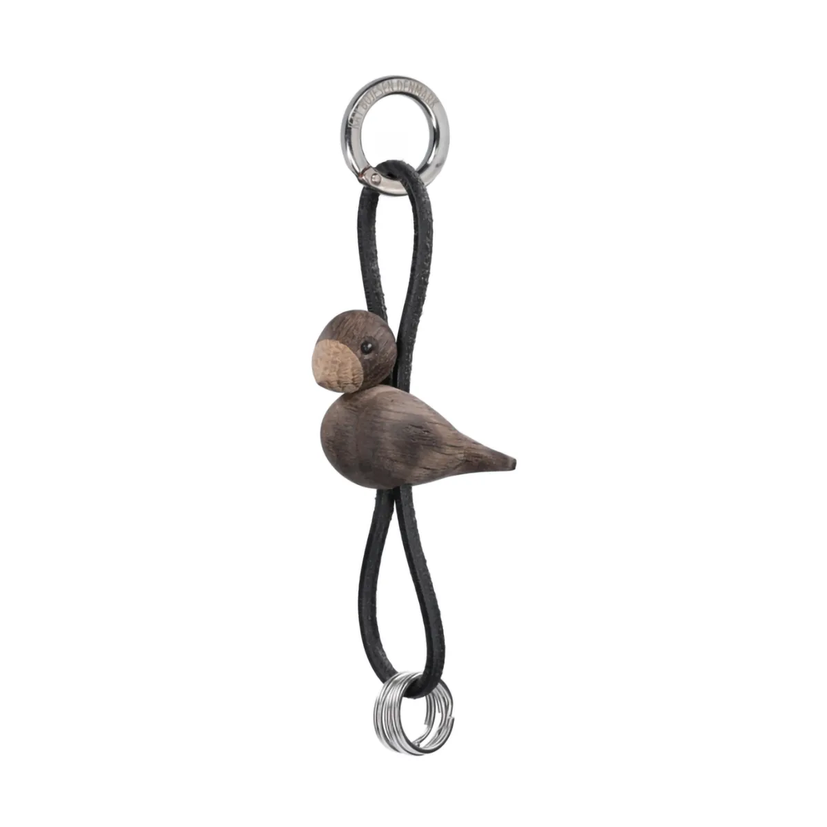 Kay Bojesen bird keyring, Smoked oak, black leather Kay Bojesen Denmark