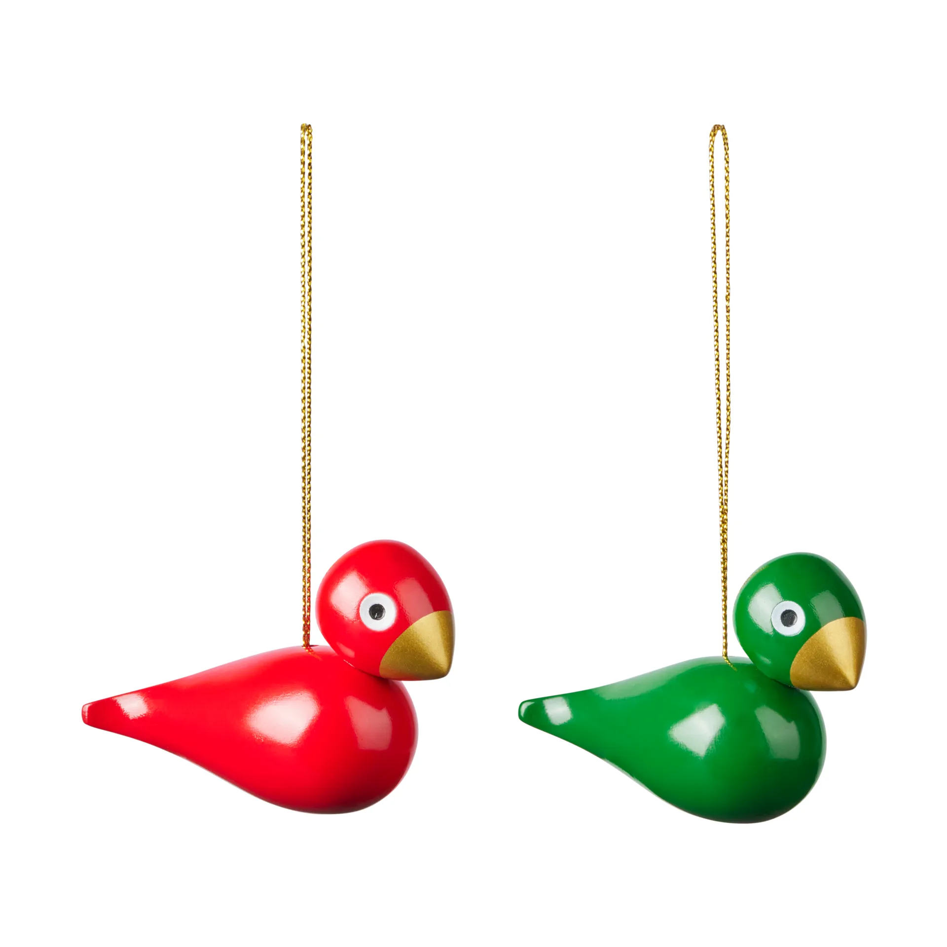 Kay Bojesen Christmas birds ornament 2 pieces, Red-green Kay Bojesen Denmark