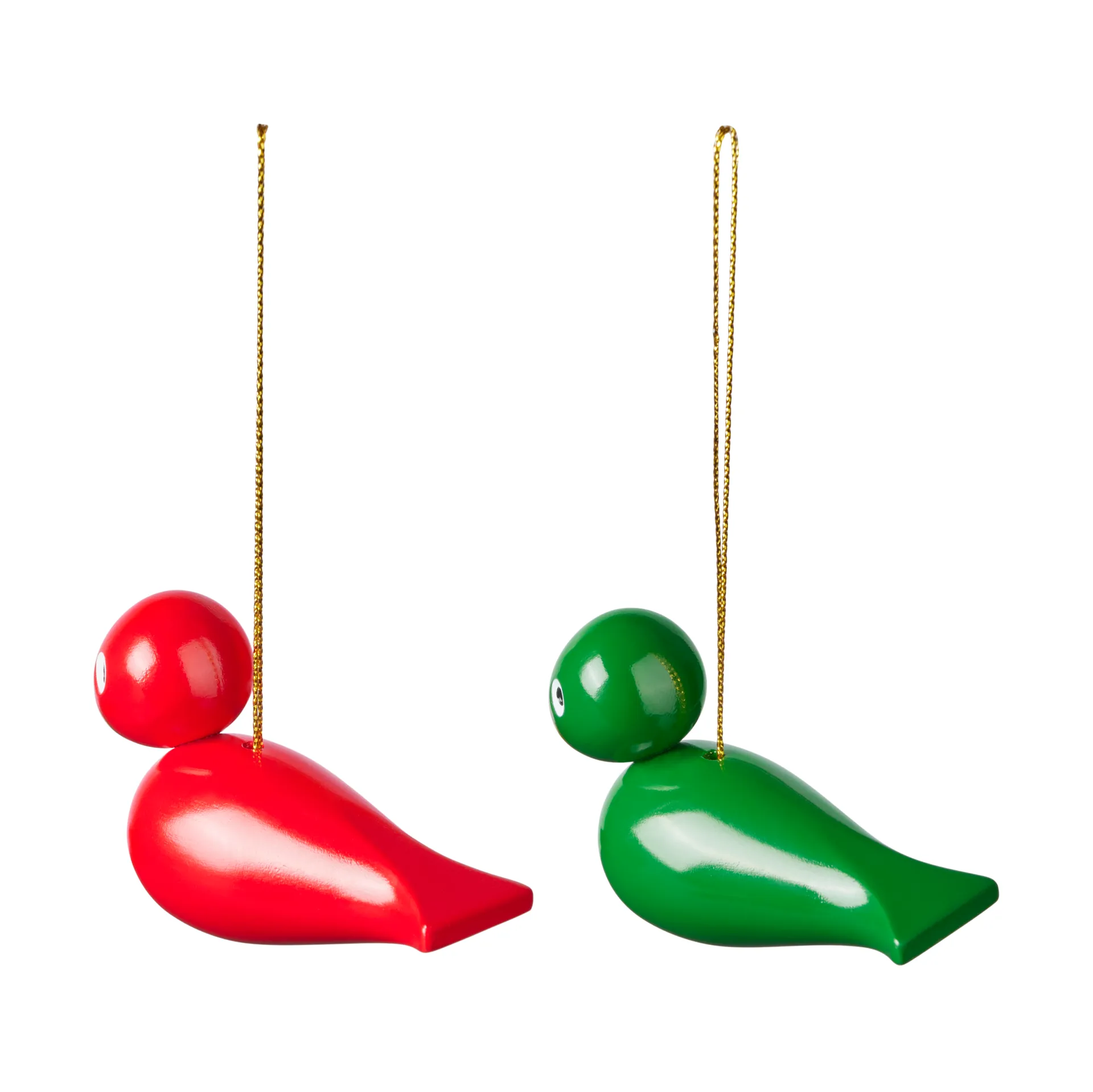Kay Bojesen Christmas birds ornament 2 pieces, Red-green Kay Bojesen Denmark