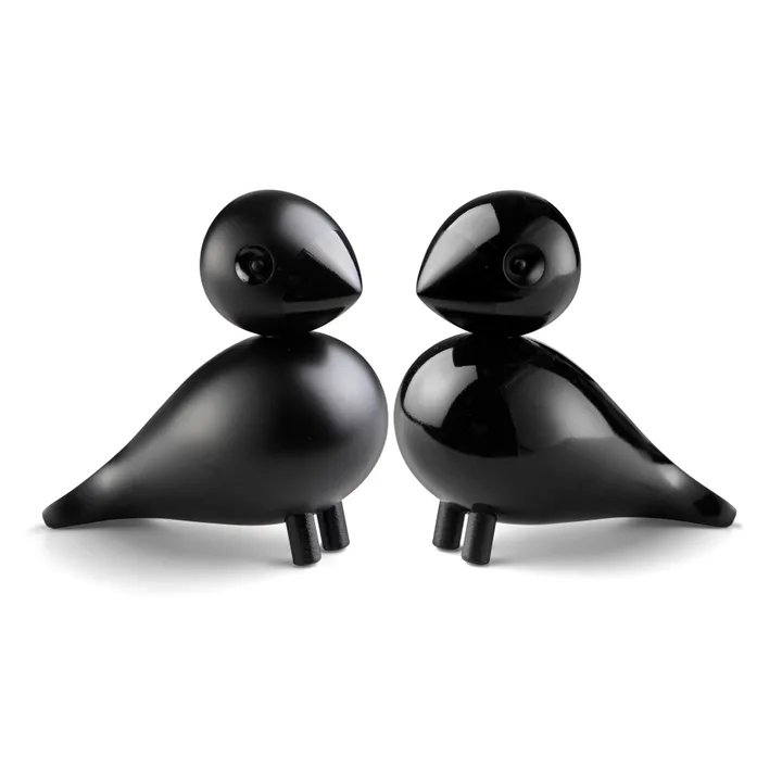 Kay Bojesen wooden figurine lovebirds set - Black, 8,8 cm - Kay Bojesen Denmark