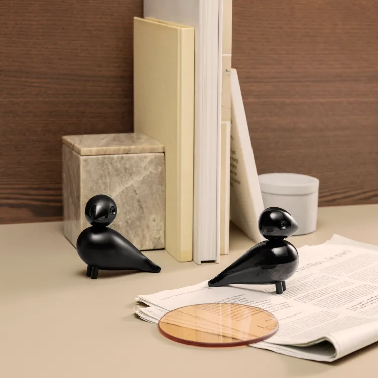 Kay Bojesen wooden figurine lovebirds set, Black, 8,8 cm Kay Bojesen Denmark