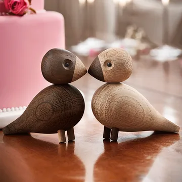 Kay Bojesen wooden figurine lovebirds set - Smoked oak, 8,8 cm - Kay Bojesen Denmark