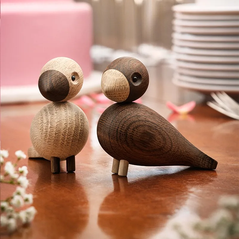 Kay Bojesen wooden figurine lovebirds set, Smoked oak, 8,8 cm Kay Bojesen Denmark