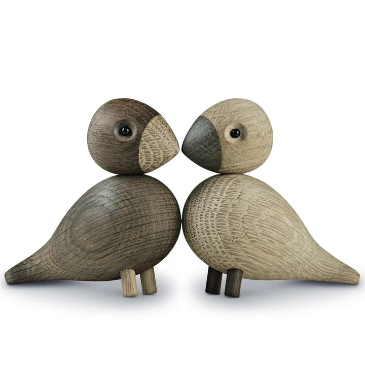 Kay Bojesen wooden figurine lovebirds set - Smoked oak, 8,8 cm - Kay Bojesen Denmark