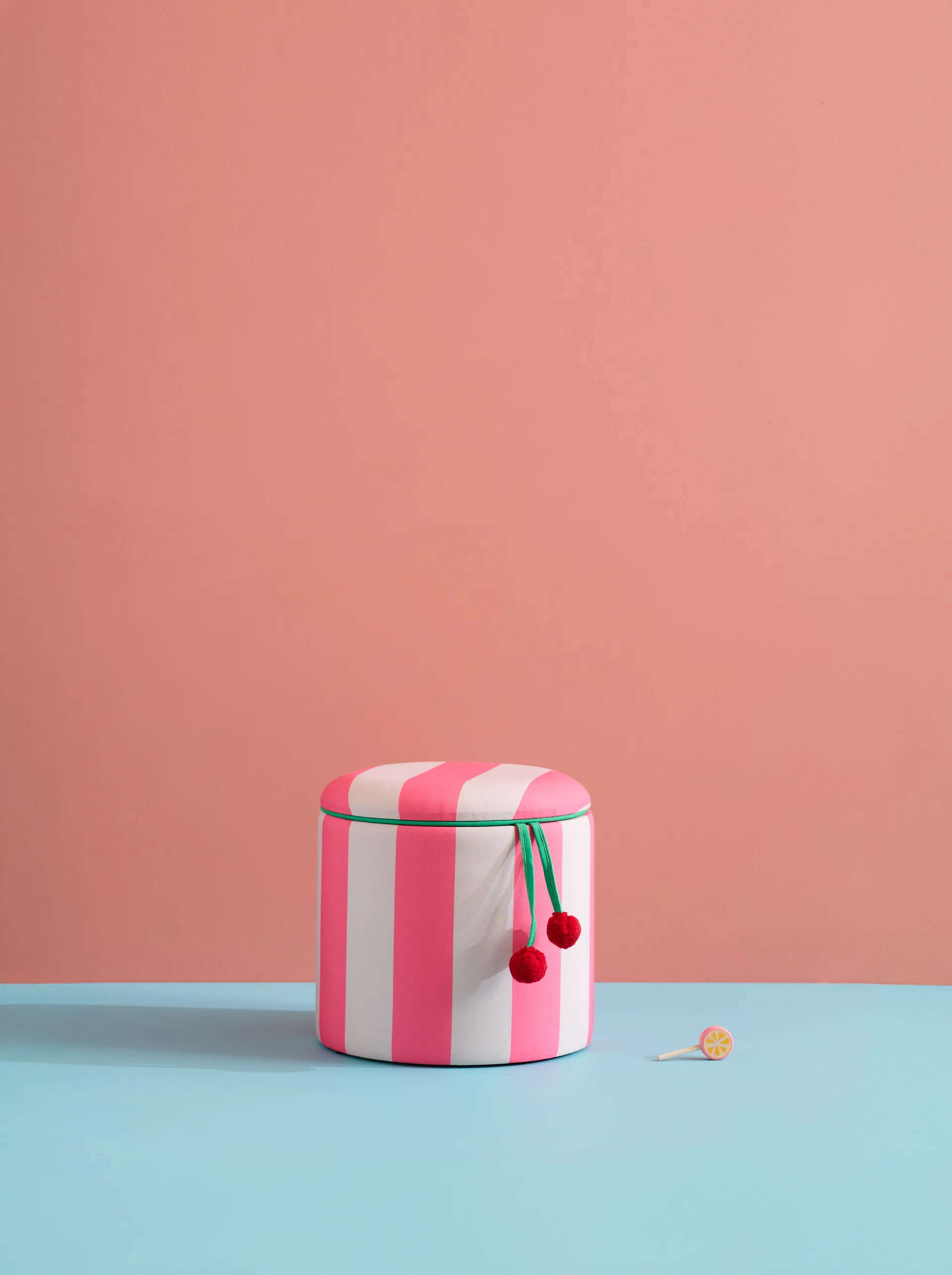 Storage cylinder pouf, Pink, Ø40x30.5 cm Kid's Concept