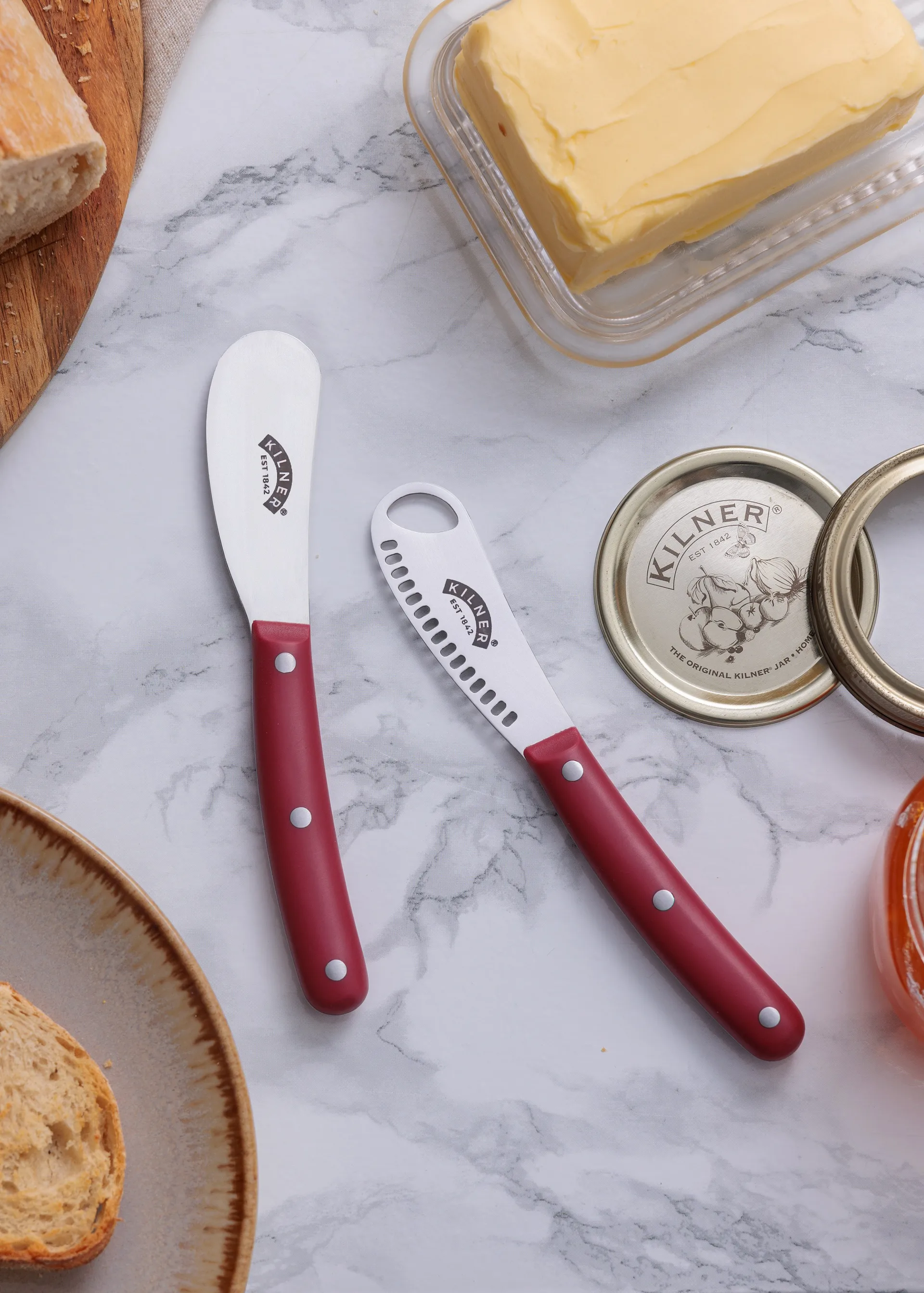 Kilner butter knife set, Red-stainless steel Kilner