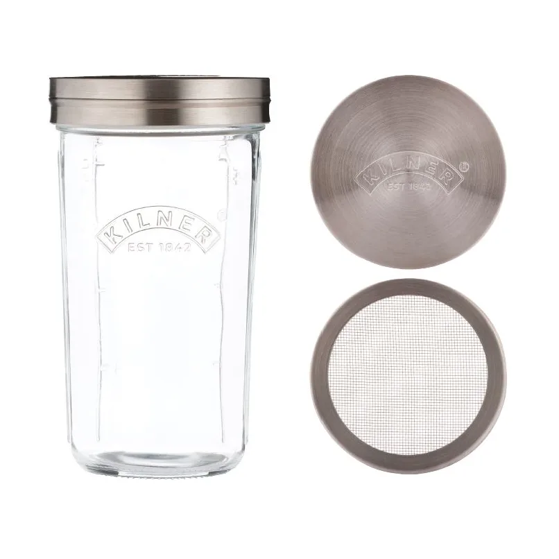 Kilner sieve jar set, Clear-stainless steel, 0.5 L Kilner